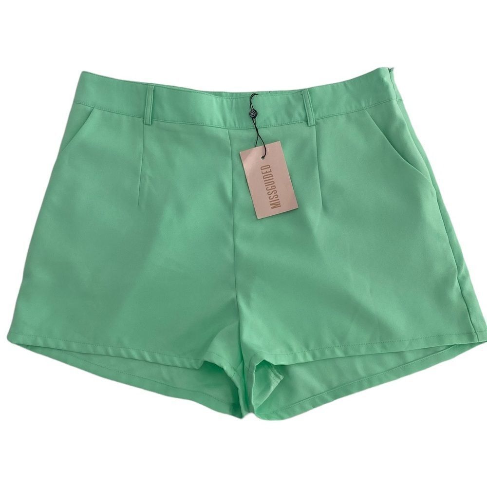 Miss Guided Women's Flat Front High Rise Tailored Short Mint Green Size 12
